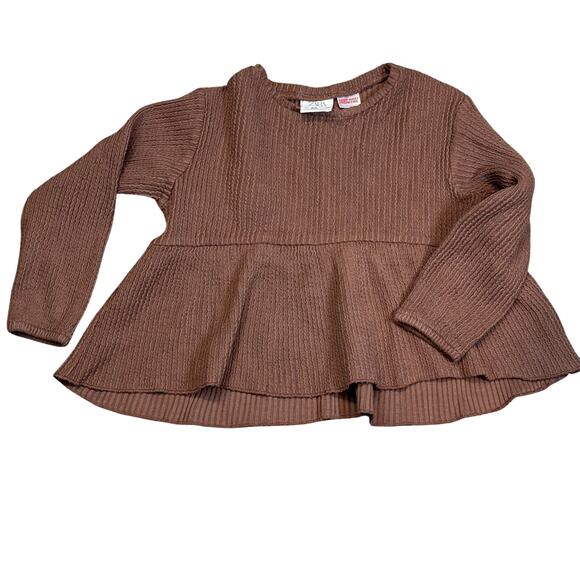 Zara Other - Zara Ribbed Light Brown Babydoll Top Girls 4-5Y